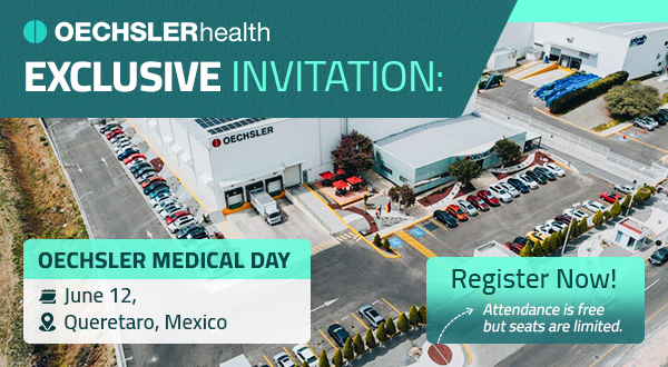 Einladungsgrafik für den Medical Day von OECHSLER am 12. Juni in Queretaro, Mexico